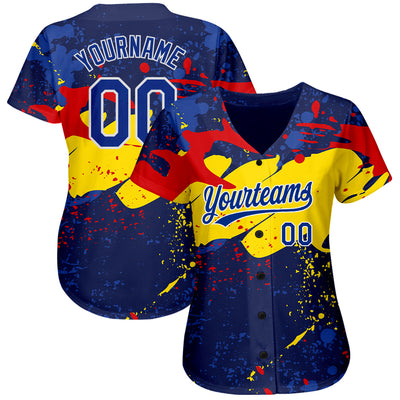 Custom Figure Royal-Gold 3D Pattern Design Authentic Baseball Jersey