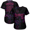 Custom Black Black-Pink 3D Pattern Design Authentic Baseball Jersey