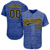 Custom Light Blue Black-Gold 3D Pattern Design Authentic Baseball Jersey
