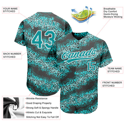 Custom Teal Teal-Black 3D Pattern Design Authentic Baseball Jersey