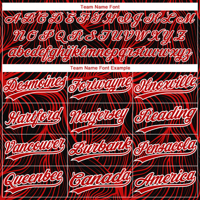 Custom Black Red-White 3D Pattern Design Authentic Baseball Jersey