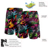 Custom Black Pink 3D Pattern Tropical Palm Leaves Authentic Basketball Shorts