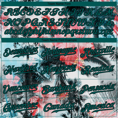 Custom White Midnight Green-Black 3D Pattern Design Hawaii Palm Trees Authentic Baseball Jersey