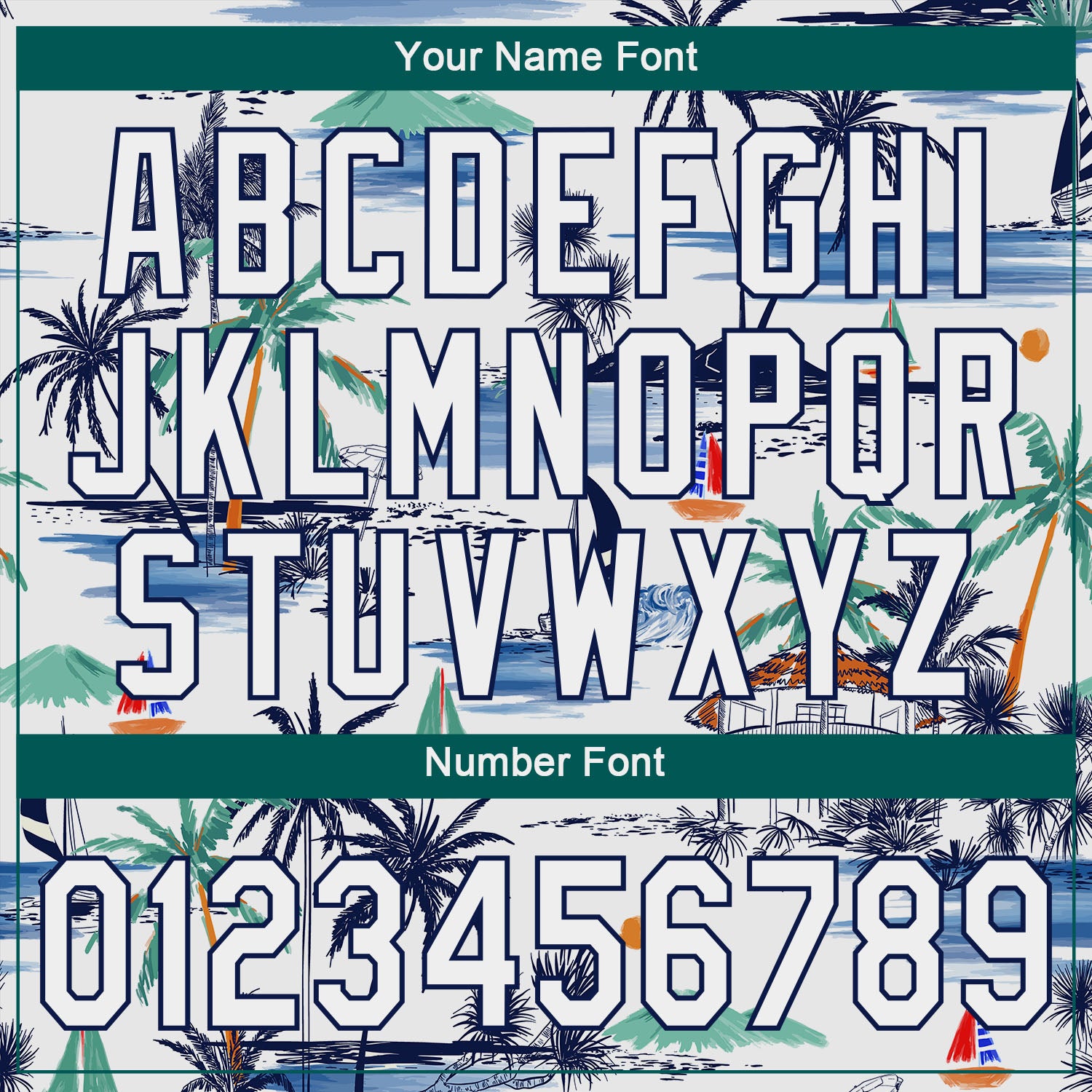 Custom White Navy 3D Pattern Design Hawaii Palm Trees Island And Sailboat Authentic Baseball Jersey