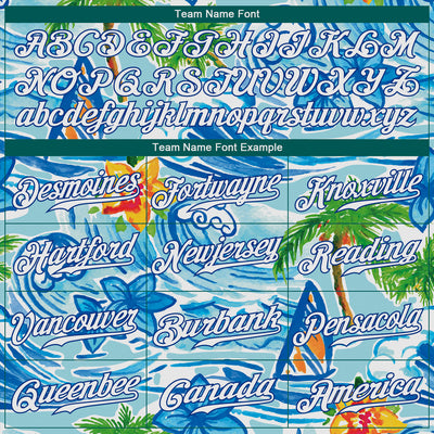 Custom White Royal 3D Pattern Design Beach Hawaii Palm Trees And Flowers Authentic Baseball Jersey