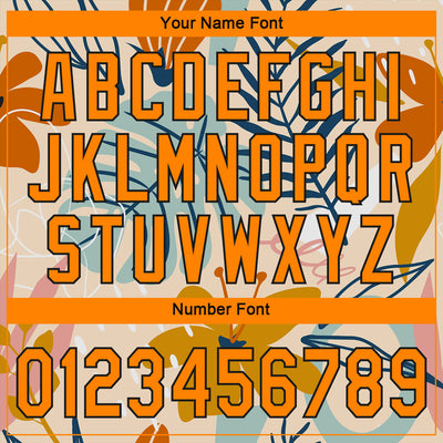 Custom Cream Bay Orange-Black 3D Pattern Design Hawaii Palm Leaves And Flowers Authentic Baseball Jersey