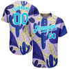 Custom Purple Lakes Blue-White 3D Pattern Design Cactus And Leaves Authentic Baseball Jersey
