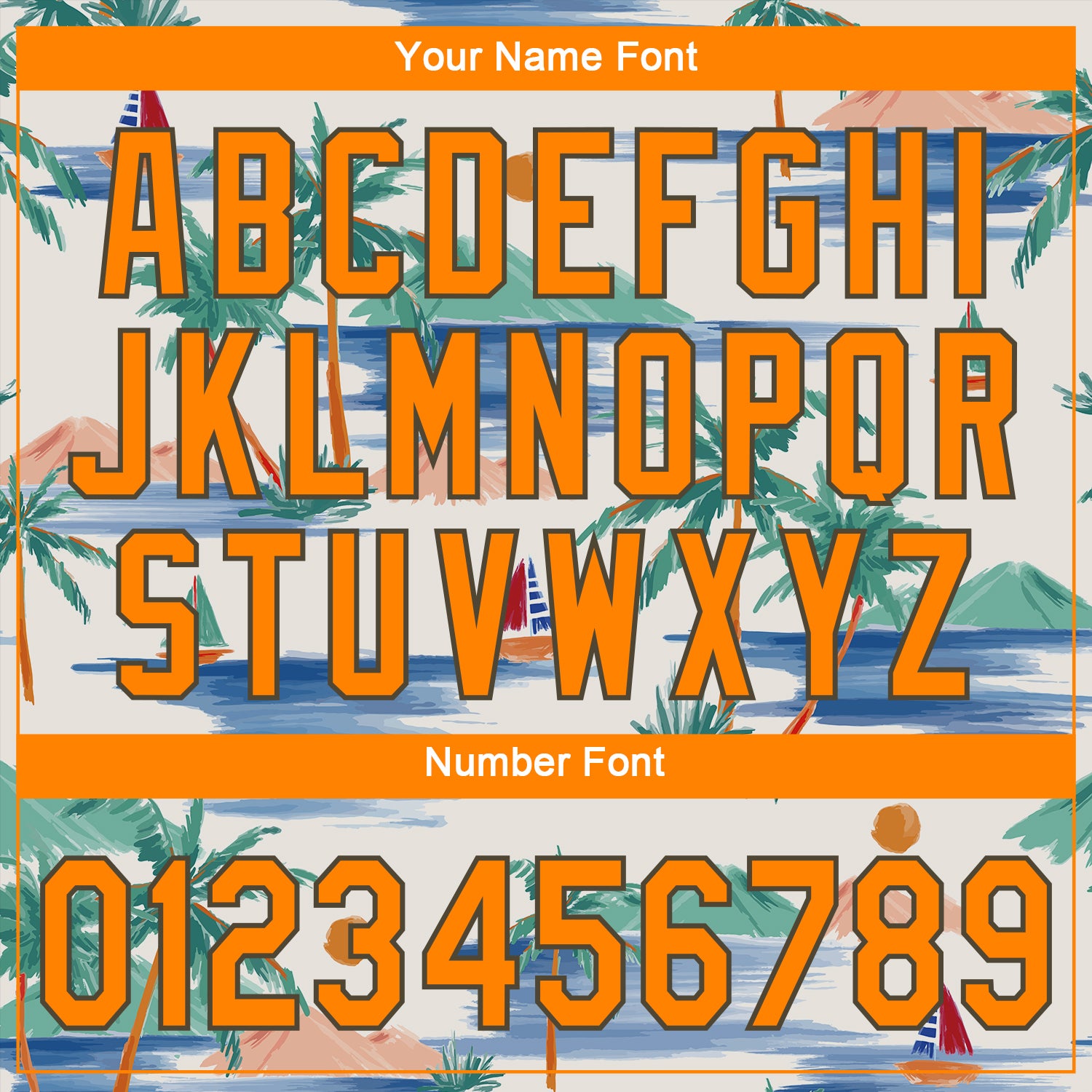 Custom Cream Bay Orange-Olive 3D Pattern Design Beach Coconut Palms Island And Sailboat Authentic Baseball Jersey