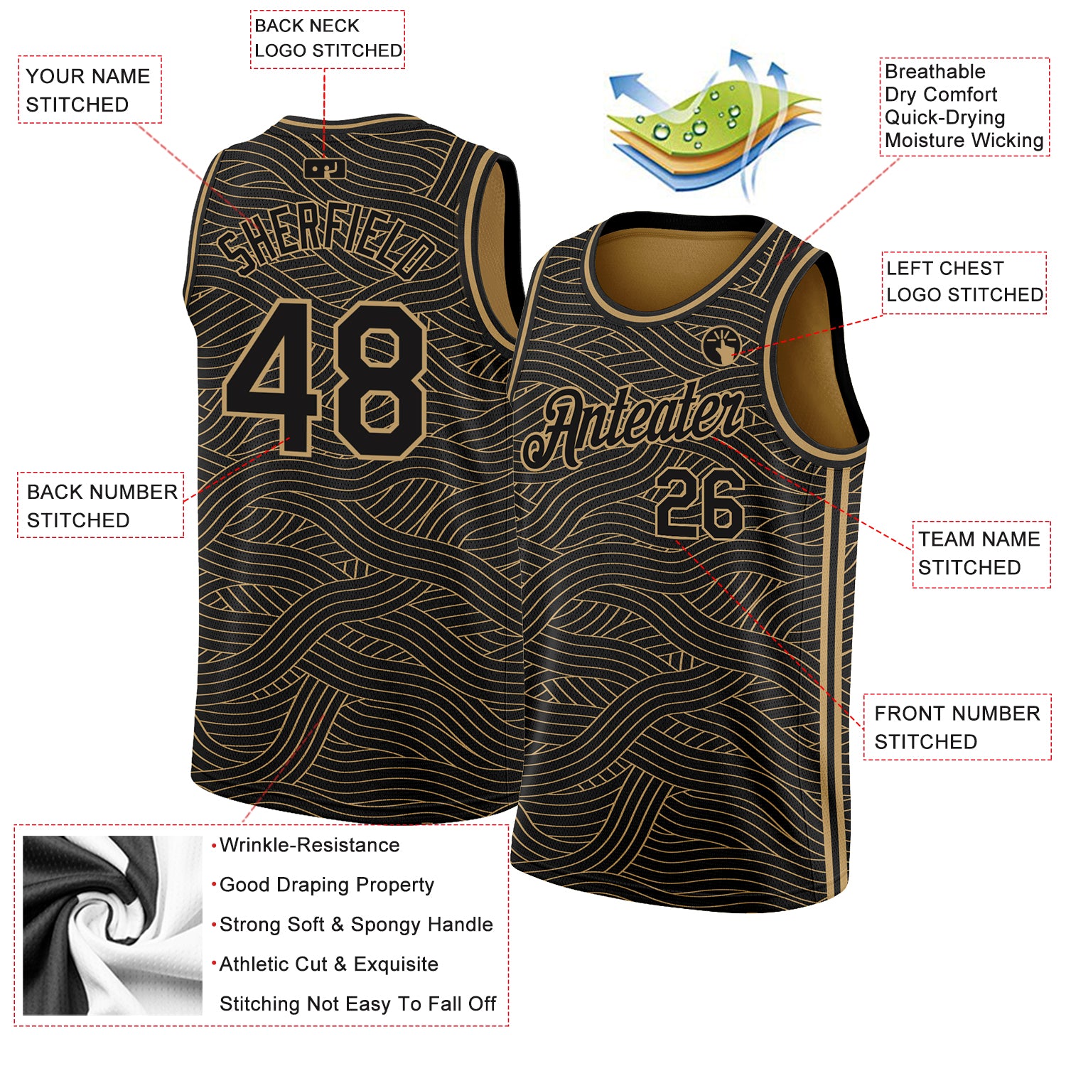 FANSIDEA Custom Silver Gray Old Gold-Black Authentic Throwback Basketball Jersey Youth Size:XL