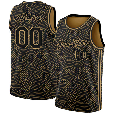 FANSIDEA Custom Black Gold Fade Fashion Authentic City Edition Basketball Jersey Men's Size:M