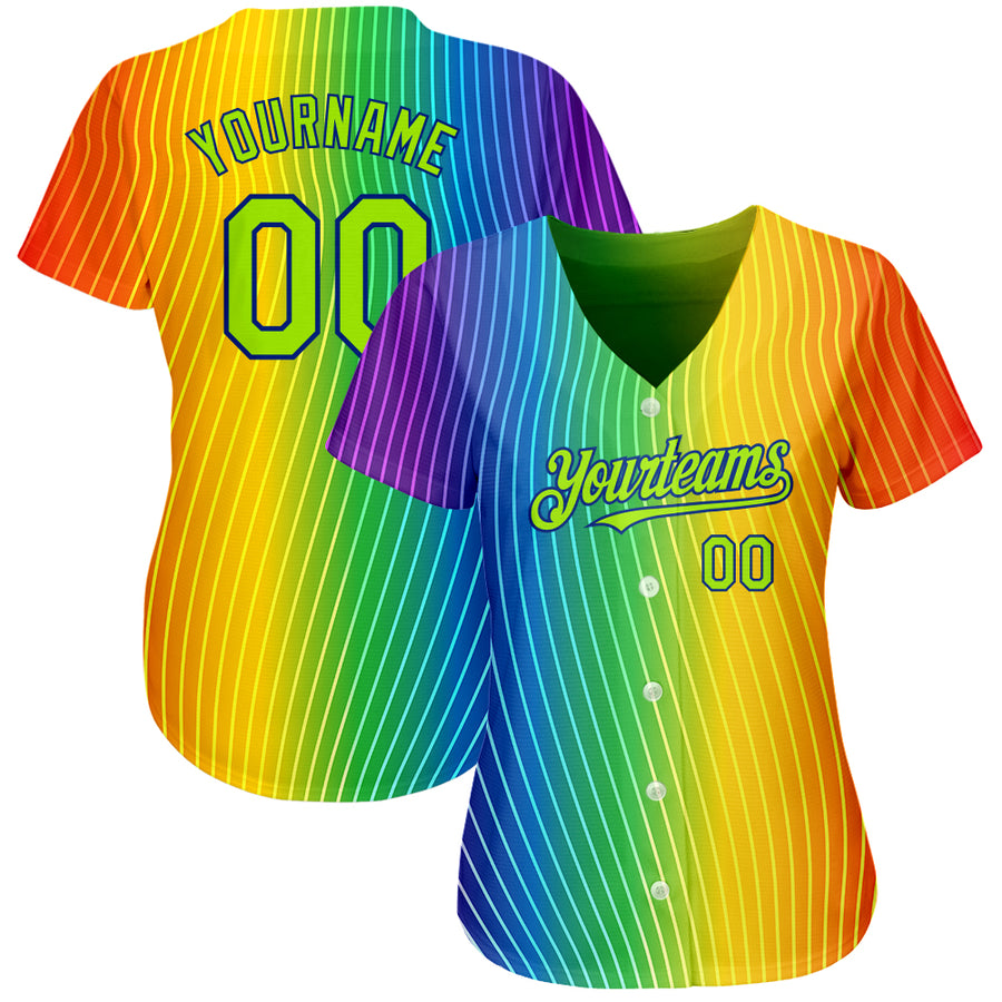Custom Rainbow For Pride Month Love Is Love LGBT 3D Authentic Baseball Jersey
