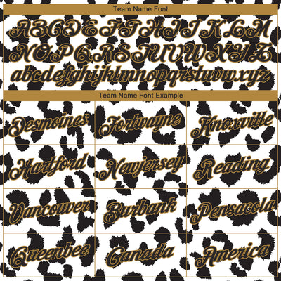 Custom White Black-Old Gold 3D Pattern Design Leopard Performance T-Shirt