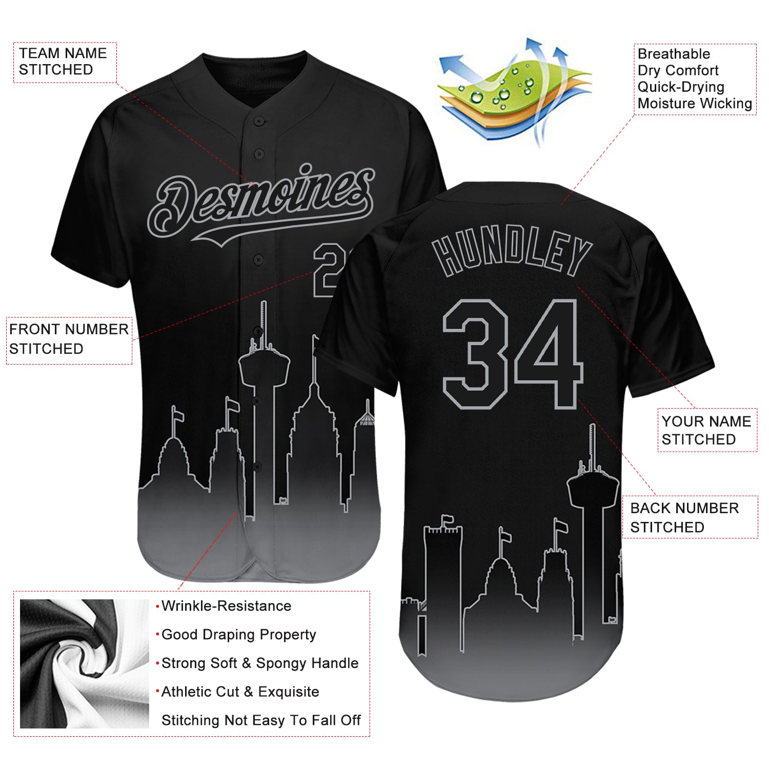 Custom Baseball Jersey Black Gray 3D San Antonio City Edition Fade Fashion Authentic Women's Size:S