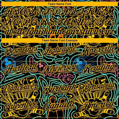 Custom Black Gold 3D Pattern Design Bowling Authentic Baseball Jersey