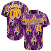 Custom Purple Gold-White 3D Pattern Design Billiards Snooker 8 Ball With Hotrod Flame Authentic Baseball Jersey