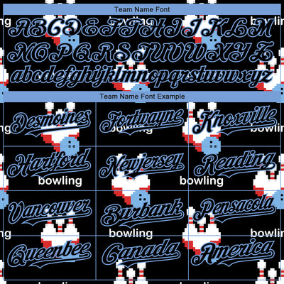 Custom Black Light Blue 3D Pattern Design Bowling Authentic Baseball Jersey