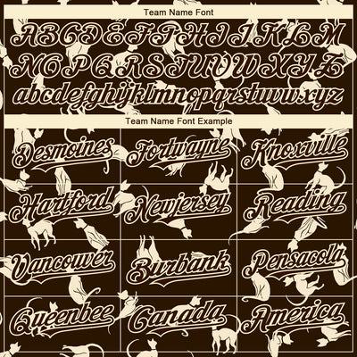 Custom Brown Cream 3D Pattern Design Cat Authentic Baseball Jersey