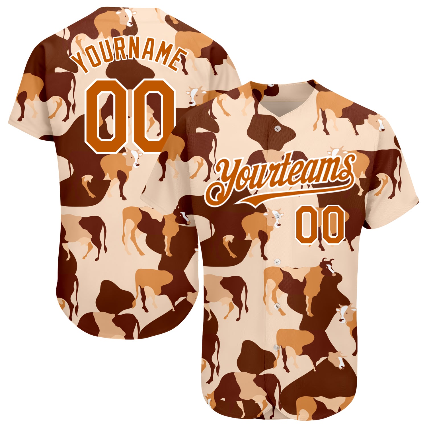 Custom Baseball Jersey Cream Texas Orange-White 3D Pattern Design Ox Authentic Youth Size:M