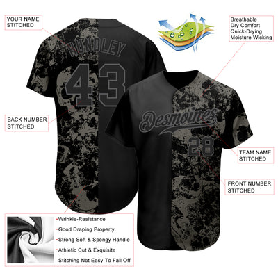 Custom Black Steel Gray 3D Skull Fashion Authentic Baseball Jersey