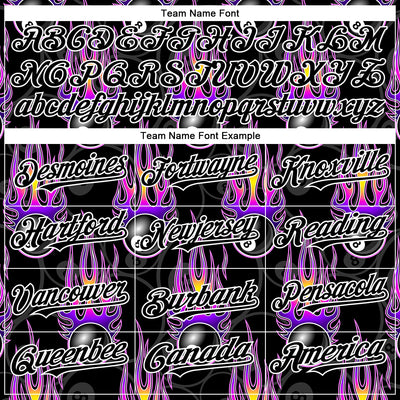 Custom Black White 3D Pattern Design Flaming Billiards Snooker 8 Ball Authentic Baseball Jersey