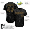 Custom Black Old Gold 3D Pattern Design Billiards Snooker 8 Ball Authentic Baseball Jersey
