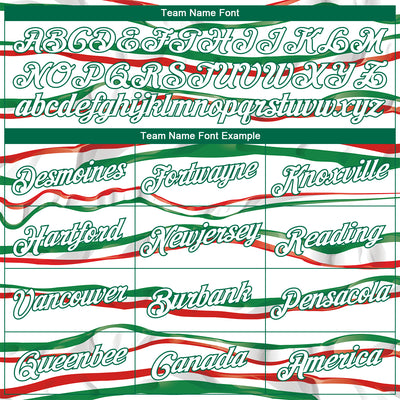 Custom White Kelly Green-Red 3D Mexico Performance T-Shirt