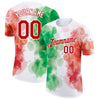 Custom White Red-Kelly Green 3D Mexico Watercolored Splashes Grunge Design Performance T-Shirt