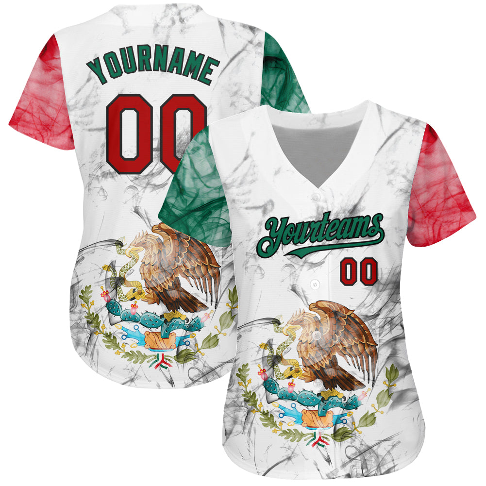 Cheap Custom Kelly Green White-Red 3D Mexico Authentic Basketball