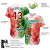 Custom Kelly Green Red-White 3D Mexican Flag Watercolored Splashes Grunge Design Authentic Baseball Jersey