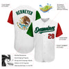 Custom White Red Kelly Green-Black 3D Mexican Flag Authentic Baseball Jersey