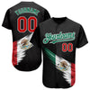 Custom Black Red-Kelly Green 3D The Abstract Wing With Mexican Flag Authentic Baseball Jersey