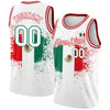 Custom White Kelly Green-Red 3D Mexican Flag Authentic Basketball Jersey