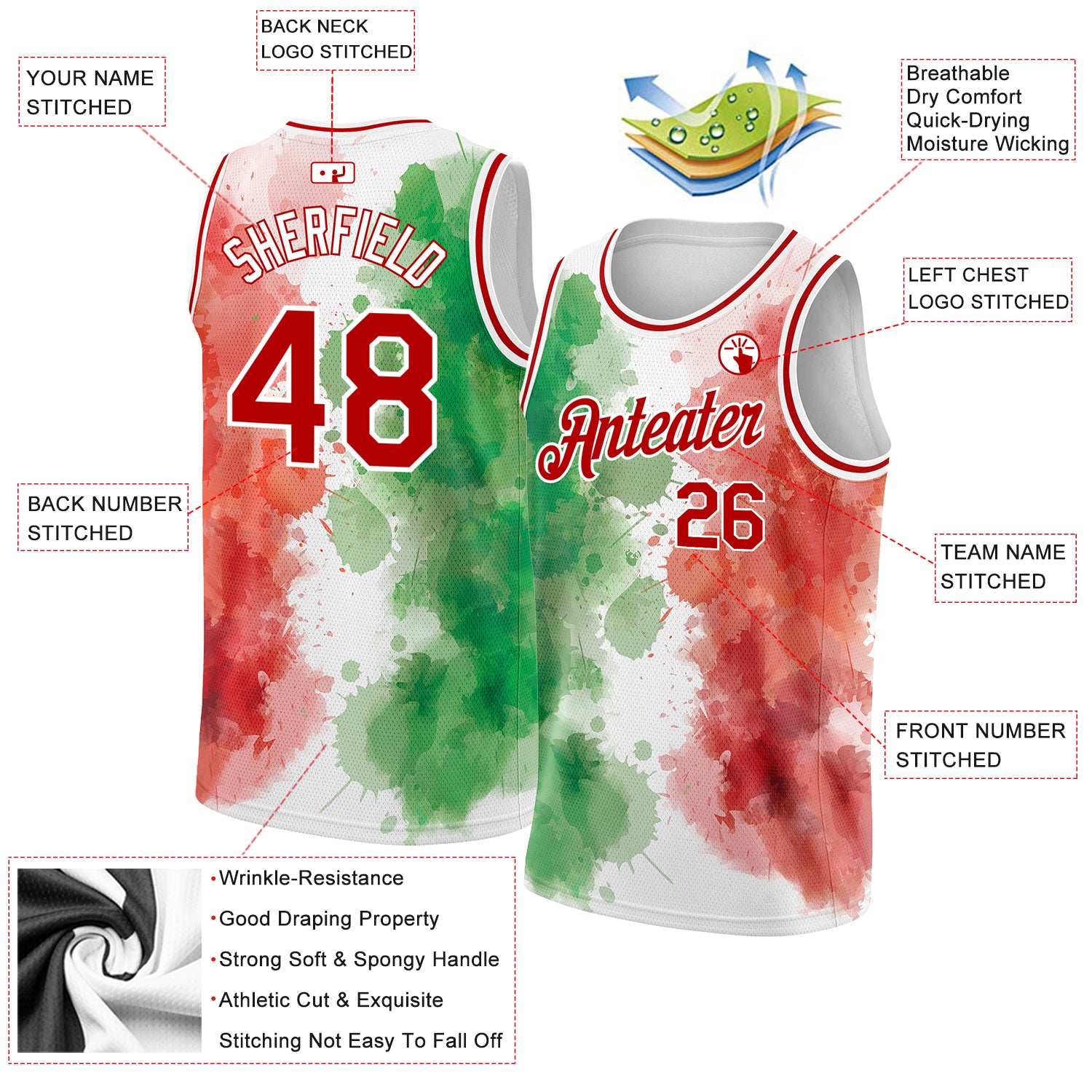 Athletic Knit Custom Sublimated Basketball Jersey Design W1108 | Basketball | Custom Apparel | Sublimated Apparel | Jerseys 3XL