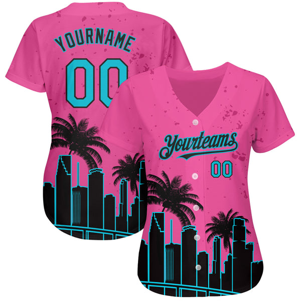 Custom Pink Baseball Jersey Lakes Blue-Black 3D Miami Palm Trees City  Edition Authentic - FansIdea