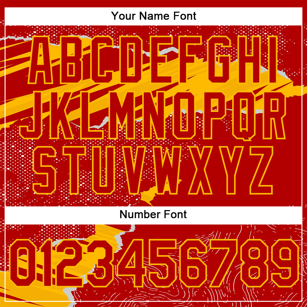 Custom Stitched Red Gold 3D Pattern Design Torn Paper Style Sports Pullover Sweatshirt Hoodie