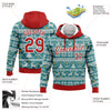 Custom Stitched Teal Red-White Christmas 3D Sports Pullover Sweatshirt Hoodie