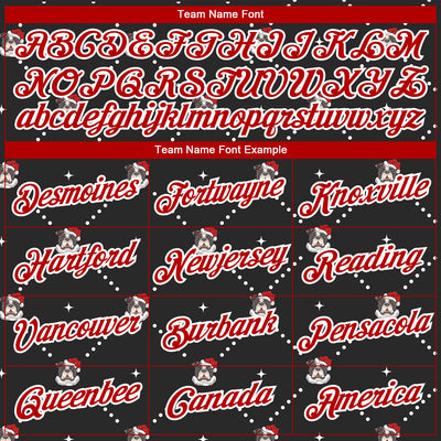 Custom Stitched Black Red-White Christmas Dog Wearing Santa Claus Costume 3D Sports Pullover Sweatshirt Hoodie