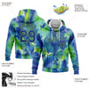 Custom Stitched Tie Dye Royal-Neon Green 3D Abstract Style Sports Pullover Sweatshirt Hoodie