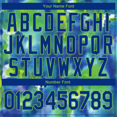 Custom Stitched Tie Dye Royal-Neon Green 3D Abstract Style Sports Pullover Sweatshirt Hoodie