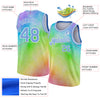 Custom Tie Dye Light Blue-White 3D Rainbow Authentic Basketball Jersey