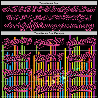 Custom Black Pink 3D Pattern Design Music Festival Abstract Music Soundwave Authentic Baseball Jersey