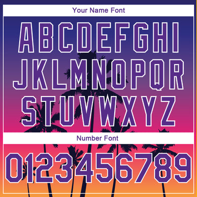 Custom Purple White 3D Pattern Tropical Hawaii Trees Authentic Basketball Jersey