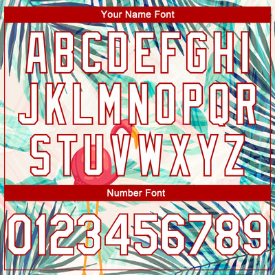 Custom White Red 3D Pattern Tropical Hawaii Leaves And Flamingo Authentic Basketball Jersey