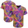Custom Purple Pink 3D Pattern Design Abstract Fractal Style Authentic Baseball Jersey