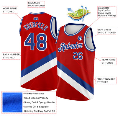 Custom Red Royal-White Modern Authentic City Edition Basketball Jersey