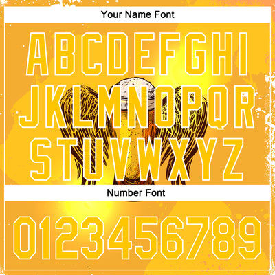 Custom Yellow White 3D Pattern Design Beer Authentic Baseball Jersey