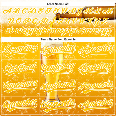 Custom Yellow White 3D Pattern Design Beer Authentic Baseball Jersey