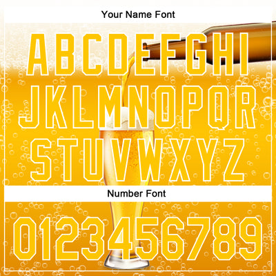 Custom Yellow White 3D Pattern Design Beer Authentic Baseball Jersey