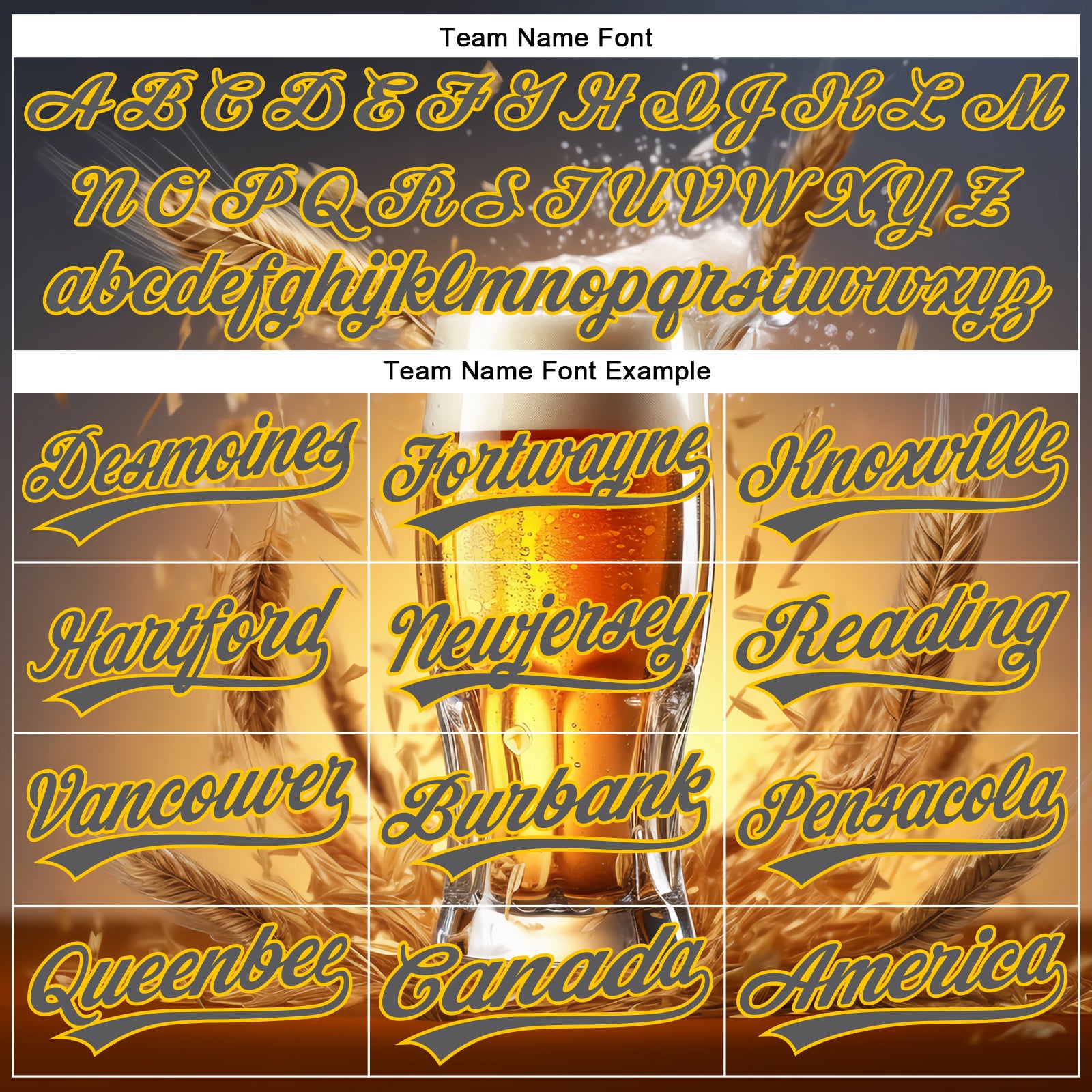 Custom Steel Gray Yellow 3D Pattern Design International Beer Day Authentic Baseball Jersey