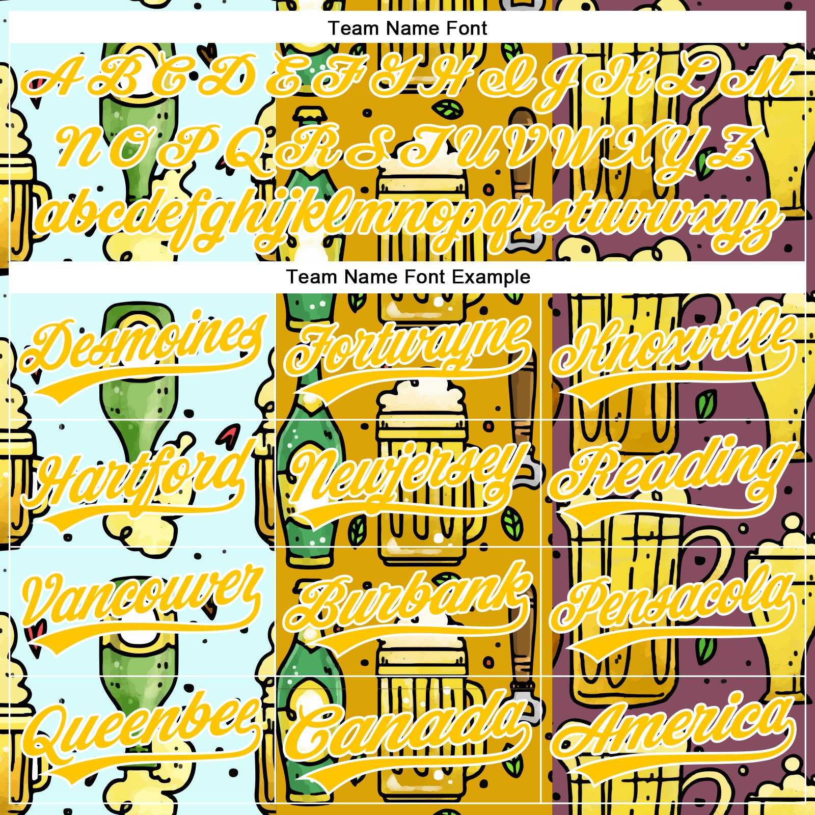 Custom Yellow White 3D Pattern Design Beer Festival Authentic Baseball Jersey